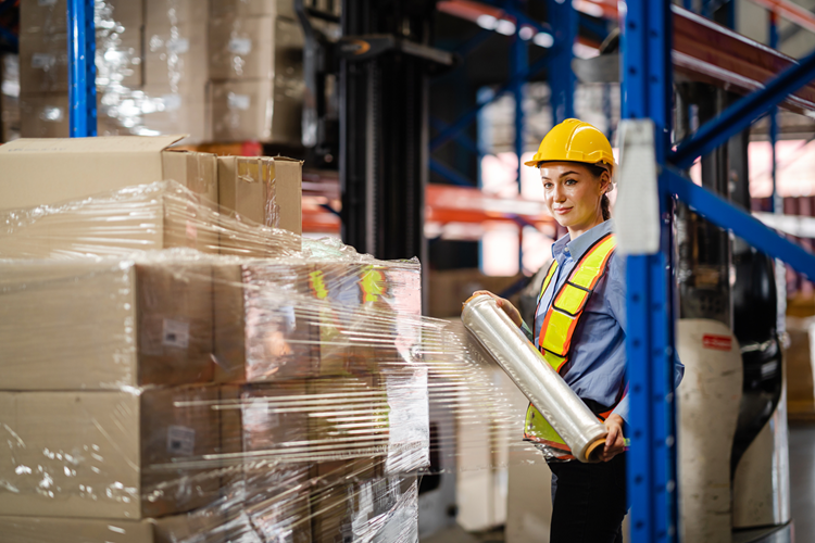 Warehouse stretch wrapping pallet load